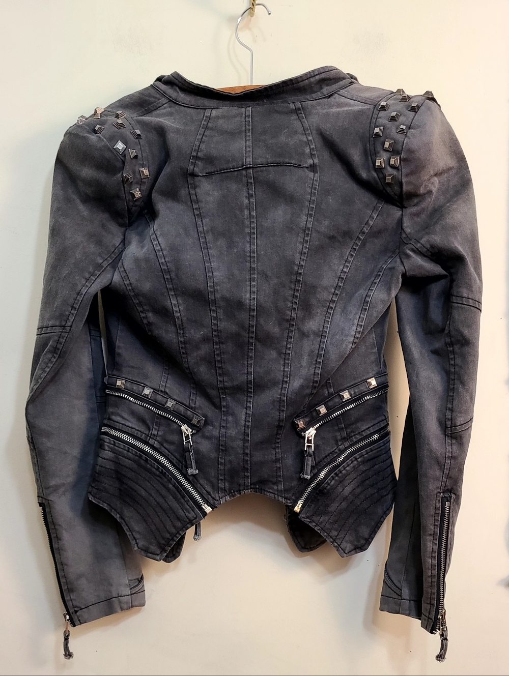 Lookbook Store Studded Black Leather Moto Jacket Gothic Biker Style Size 2 - Picture 7 of 8
